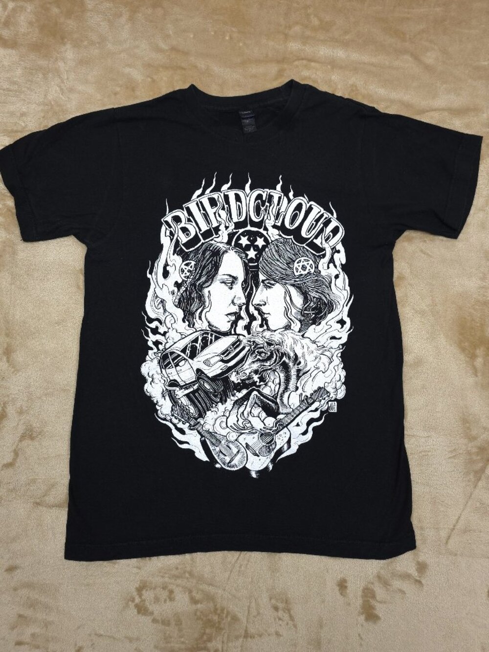 Birdcloud Band Graphic Tee Small Black Tultex Nashville Country Folk
